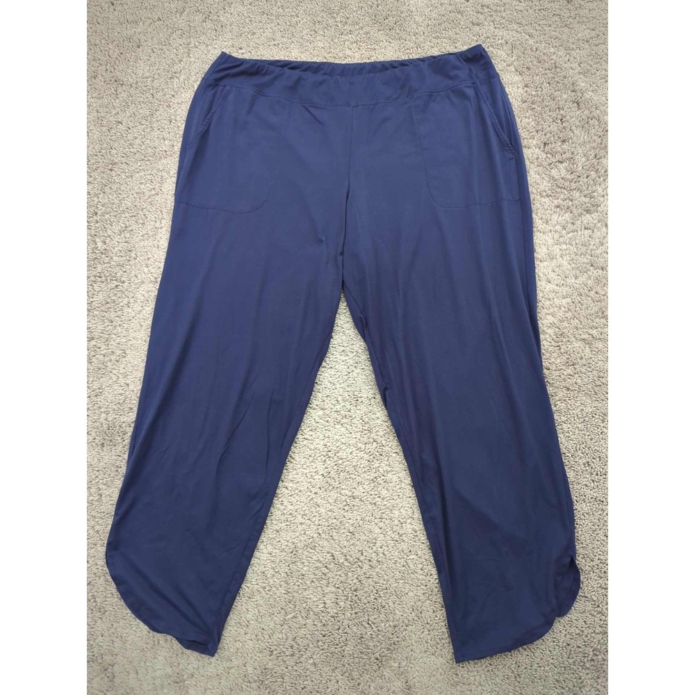 Soma Harem Pants Womens XL Blue High Rise Pull On Poly Stretch Cropped Lounge